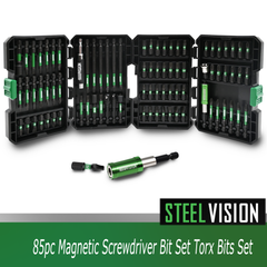 Steel Vision Tools 85pc Magnetic Screwdriver Bit Set Torx Bits Set with Tough Case,Impact Driver Bits with Drywall Dimpler – Comprehensive Precision Bits for Heavy-Duty Applications