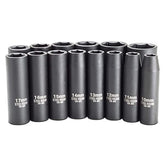 14 piece 1/2" Dr. Metric Deep Impact socket set - 9D-OGGE-026F