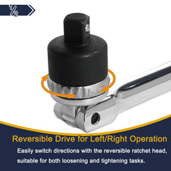1/2" Drive Ratcheting Breaker Bar, 18" Premium Chrome Vanadium