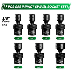 7 piece 3/8" Dr. SAE Swivel Impact socket set - 58101