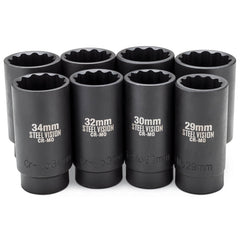 8 Piece 1/2 inch Drive Axle Nut Impact Socket Set - 58106