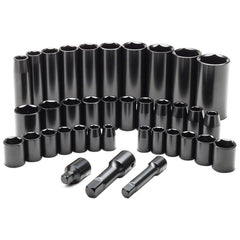 38 Piece 3/8 inch & 1/2 inch Drive SAE & Metric Impact Socket Set - 58114