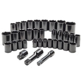 35 Piece 3/8 inch & 1/2 inch Drive SAE & Metric Impact Socket Set - 58116
