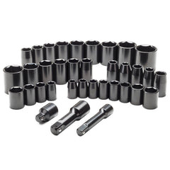 35 Piece 3/8 inch & 1/2 inch Drive SAE & Metric Impact Socket Set - 58116
