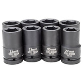 8 Piece 1 inch Drive Metric Impact Deep Socket Set - 58139