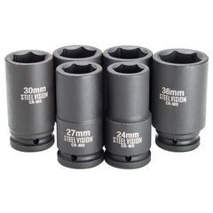6 Piece 3/4 inch Drive Metric Impact Deep Socket Set - 58352