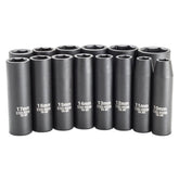 14 Piece 1/2 inch Drive Metric Impact Deep Socket Set - 58353