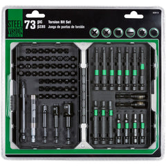 Steel Vision Tools 73 pc Torsion Bit Set – Includes Phillips, Pozi, Square, Slotted, Star, Hex Bits, Nutsetters, and Adapters – 1", 2", 3" Lengths for Versatile Use – Heavy Duty, Precise, and Durable