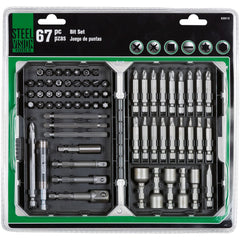 Steel Vision Tools 67-Piece Multi-Purpose Bit Set – Phillips, Pozi, Square, Slotted, Star, Hex Bits & Nutsetters with Extension Bit Holders – Complete for DIY, Construction & Professional Use