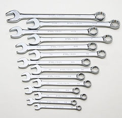 Steel Vision Pro 14-Piece SAE Combination Wrench Set - Heavy Duty CR-V Steel, Mirror Polished, Anti-Rust, 12-Point Openings, Includes Organizer Bag (Sizes 3/8 to 1-1/4 Inch)