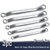 5 Piece Metric 45 Deep Offset Box End Wrench Set - 62103