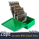 Steel Vision Super Premium 29 pc Stepped Tip Drill Bit Set, Heavy Duty Drill Bit, TurboStep, 29pc HSS Reduced Shank Mechanics Length 1/16" - 1/2" Drill Bit Set