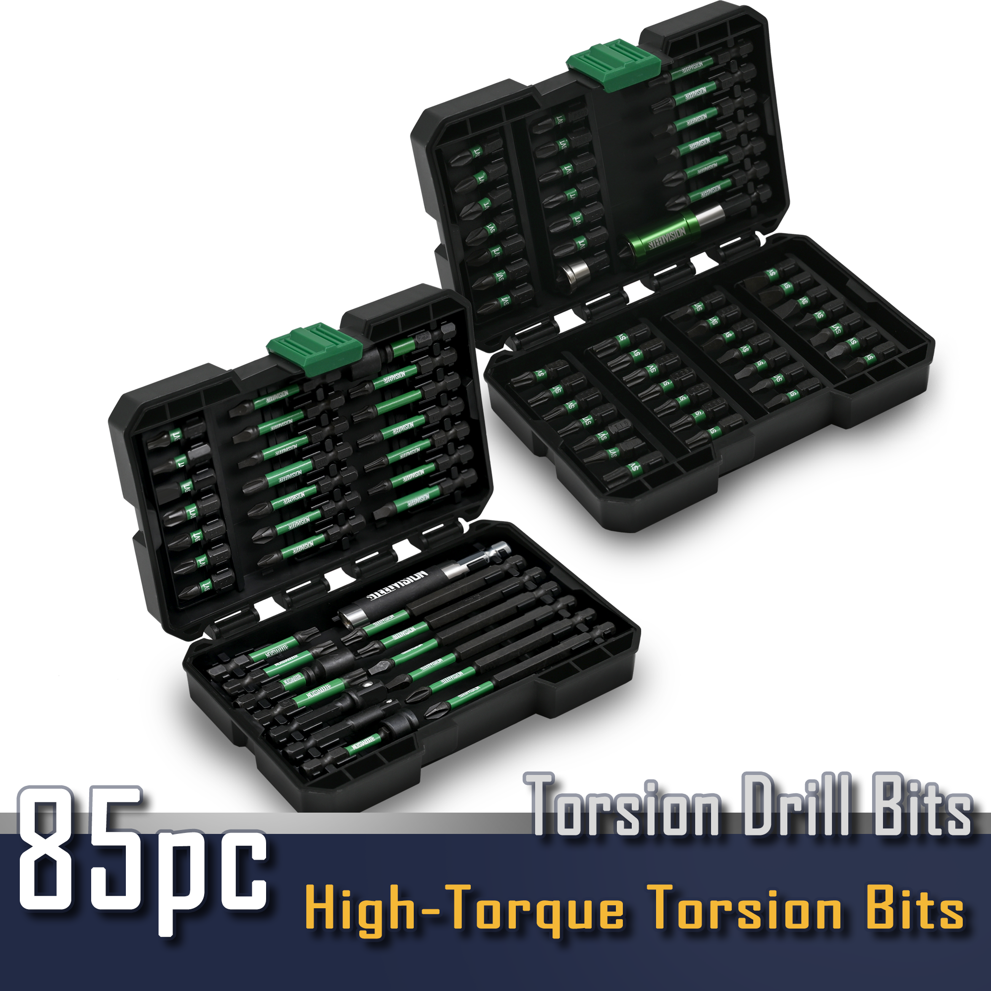 Steel Vision Tools 85pc Magnetic Screwdriver Bit Set Torx Bits Set with Tough Case,Impact Driver Bits with Drywall Dimpler – Comprehensive Precision Bits for Heavy-Duty Applications