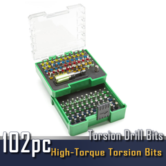 Steel Vision102pc Security Bit Set with Bonus 1" Adapter & 2.5" Quick Release Chuck - Phillips, Pozi, Hex, Slotted, Square, Tamper Proof Star Bits - Durable, Versatile Set for Home & Professional Use