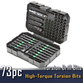 Steel Vision Tools 73 pc Torsion Bit Set – Includes Phillips, Pozi, Square, Slotted, Star, Hex Bits, Nutsetters, and Adapters – 1", 2", 3" Lengths for Versatile Use – Heavy Duty, Precise, and Durable