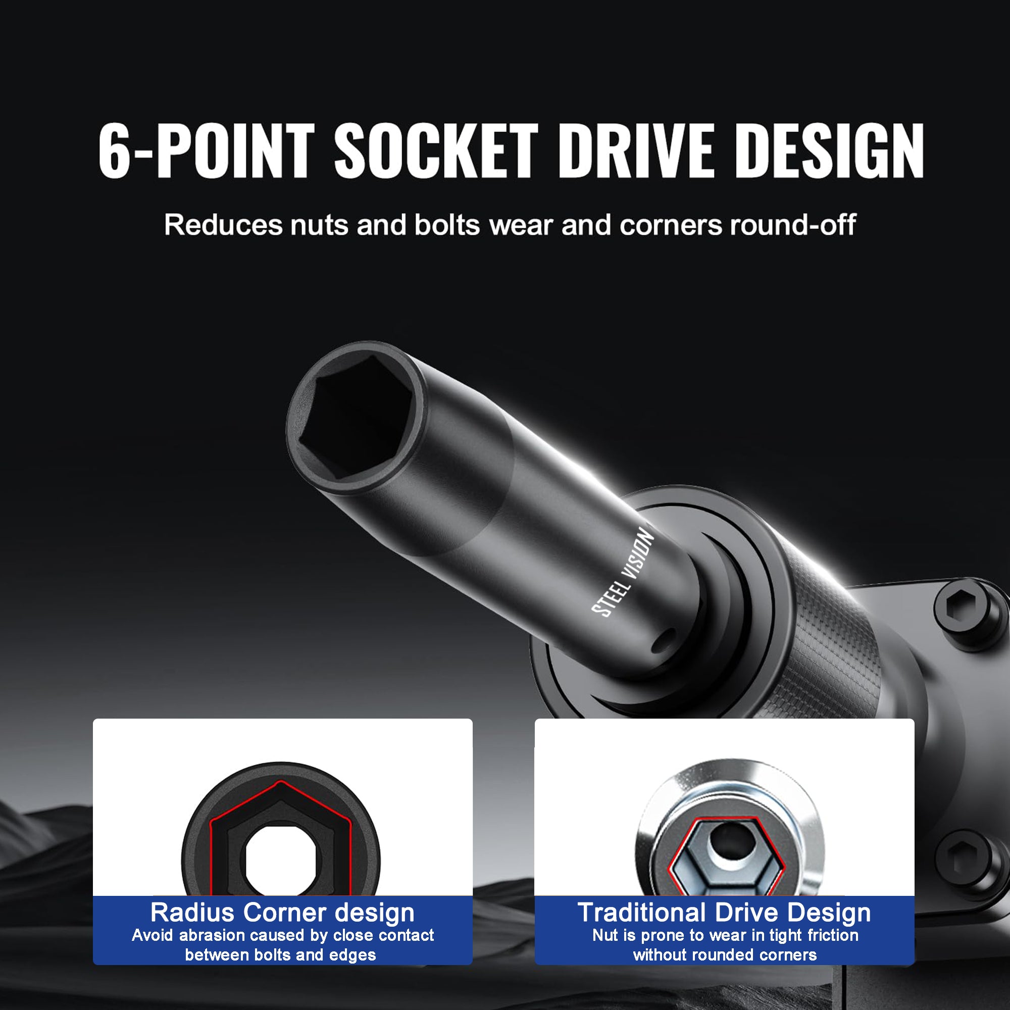 11 Piece 1/2 Inch Drive SAE & Metric Impact Deep Socket Set - 58112