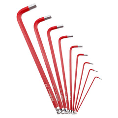 9 Piece Extra-Long SAE Ball End Hex Key Set (Red) - 48119