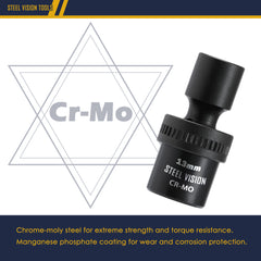 Steel Vision Tools 58102 7pc Metric Impact Swivel Socket Set 1/2" Drive - 58102