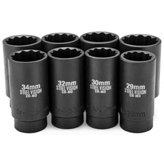8 Piece 1/2 inch Drive Axle Nut Impact Socket Set - 58106