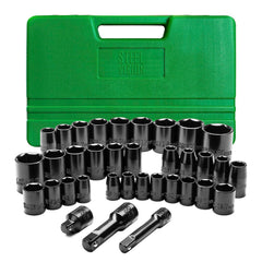 35 Piece 3/8 inch & 1/2 inch Drive SAE & Metric Impact Socket Set - 58116