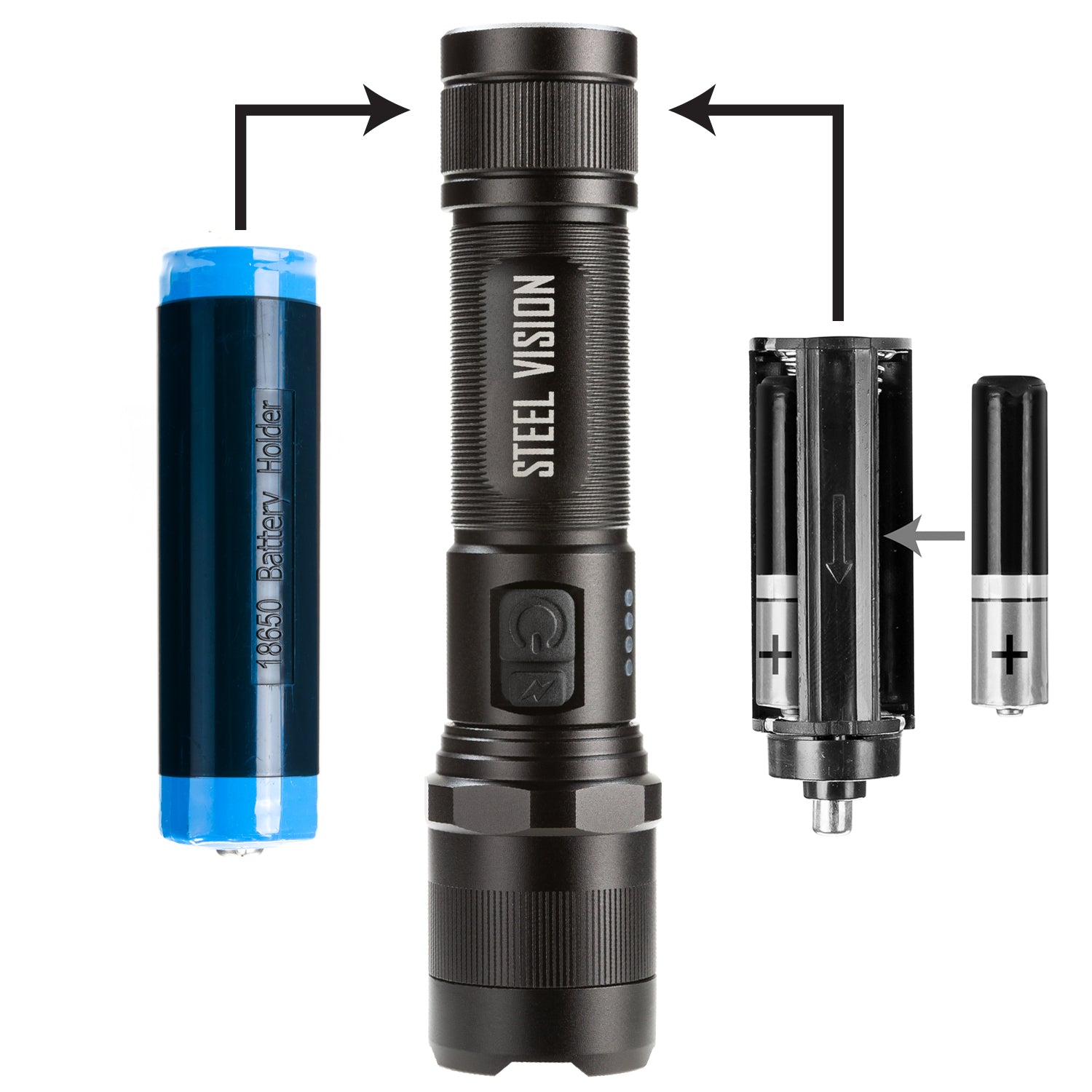 1000 Lumens Professional Dual Power Rechargeable Flashlight - 1000 Lumens Professional Dual Power Rechargeable Flashlight -