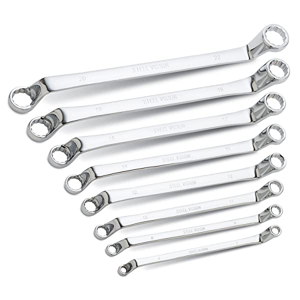 Steel Vision 8pc Metric 12-Point 75° Offset Double Box End Wrench Set - 62114-a