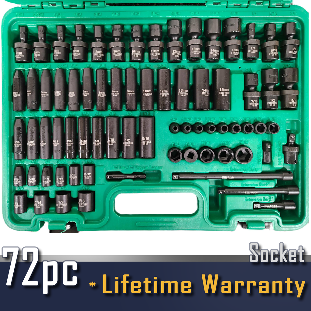 Steel Vision Impact Socket Set (72pc 1/4