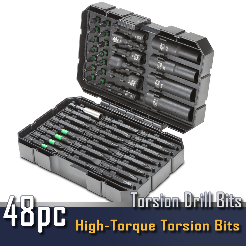 Bitspower フィッティング ７個+２個 Steel Vision 48pc Socket & Torsion Bit Set with 3/8” Deep Sockets